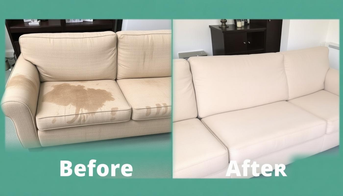 Antes e depois: Sofá de tecido